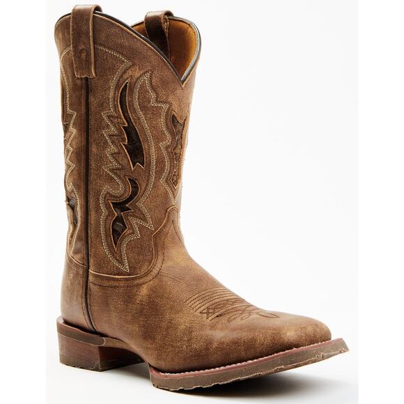 NEW Laredo Distressed Leather Western Boots Tan Broad Square Toe Cowboy Ranch 12 main image 8